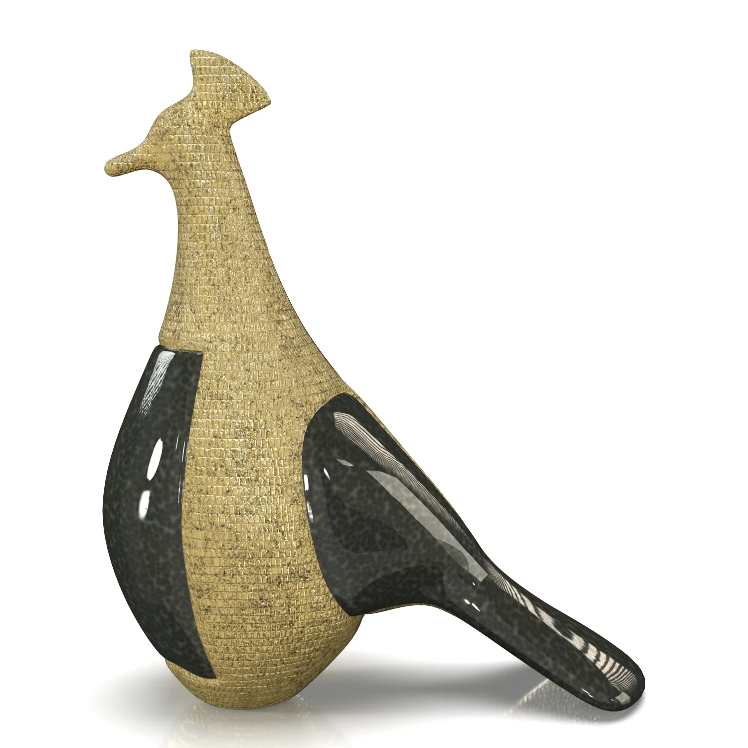 Marioni Pop Tall Peacock Ceramic Sculpture PBR 3D Model_04